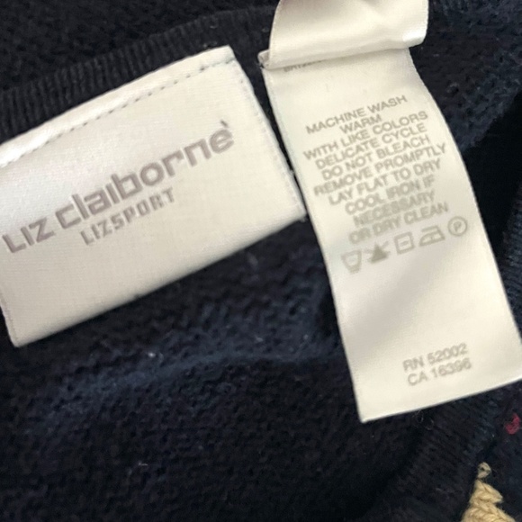 Liz Claiborne Vintage Cotton Argyle Cardigan Sweater Blue Yellow Large - Picture 2 of 8